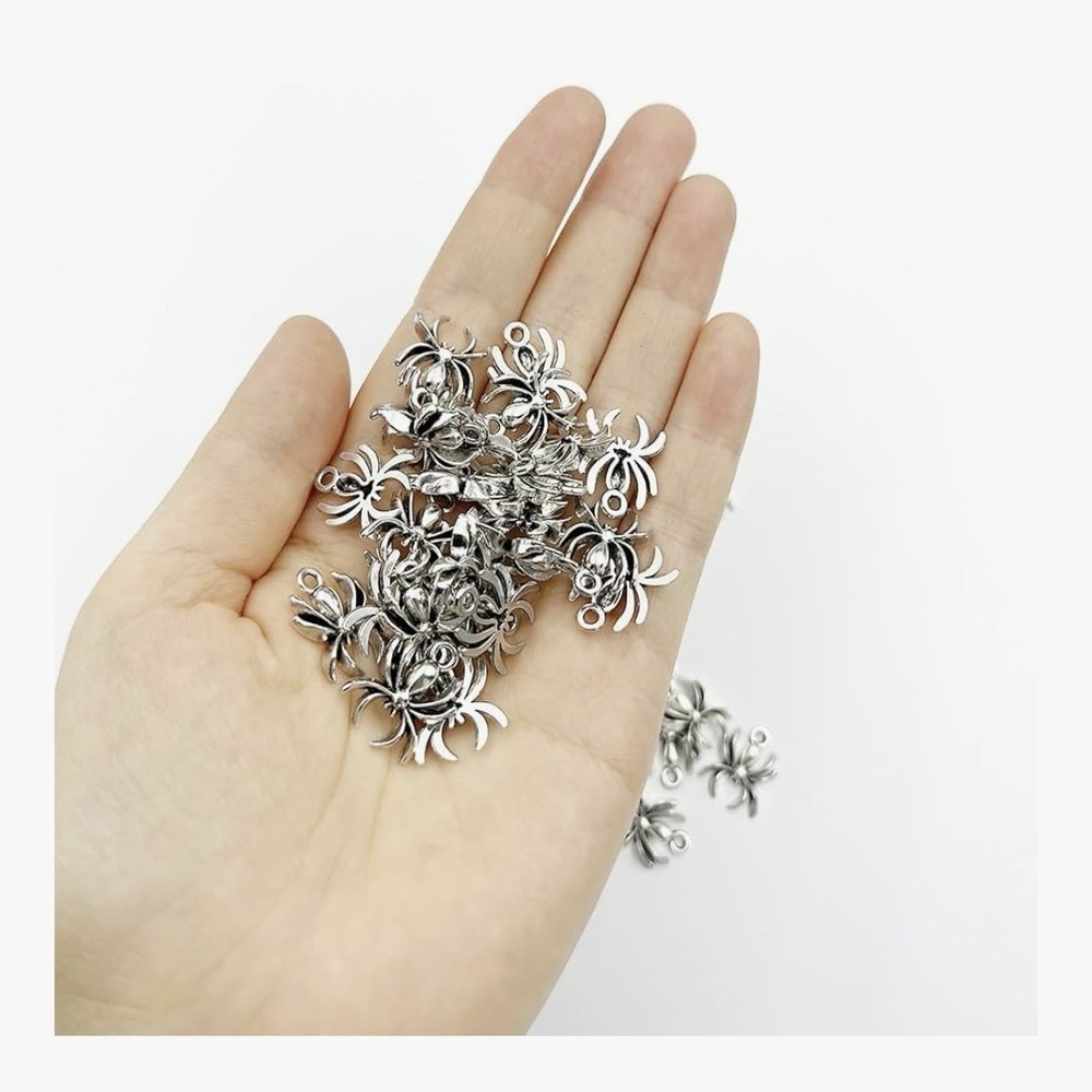 50pcs Alloy Pendants Silver Spider Charms Nickel Free & Lead Free Spider - Picture 6 of 6